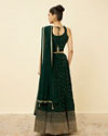 alt message - Mohey Women Forest Green Sequined Lehenga image number 4