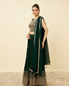 alt message - Mohey Women Forest Green Sequined Lehenga image number 3