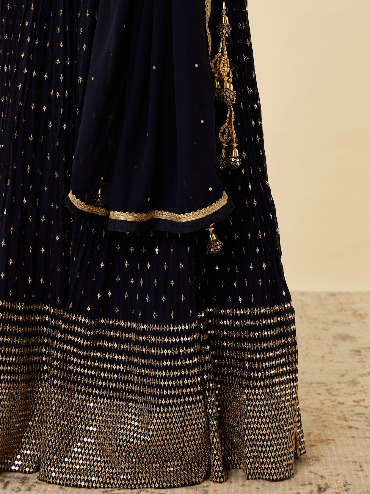 Mohey Women Indigo Blue Sequined Lehenga