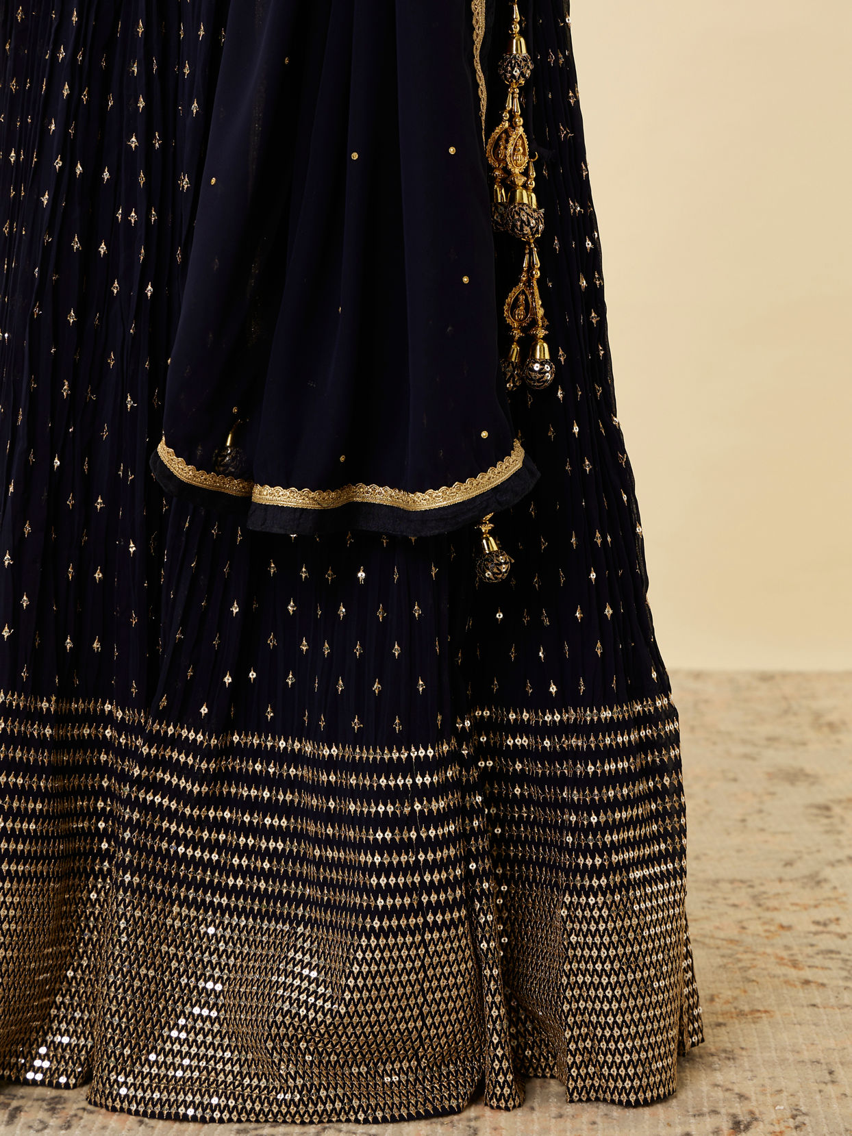 Mohey Women Indigo Blue Sequined Lehenga