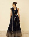 alt message - Mohey Women Indigo Blue Sequined Lehenga image number 4