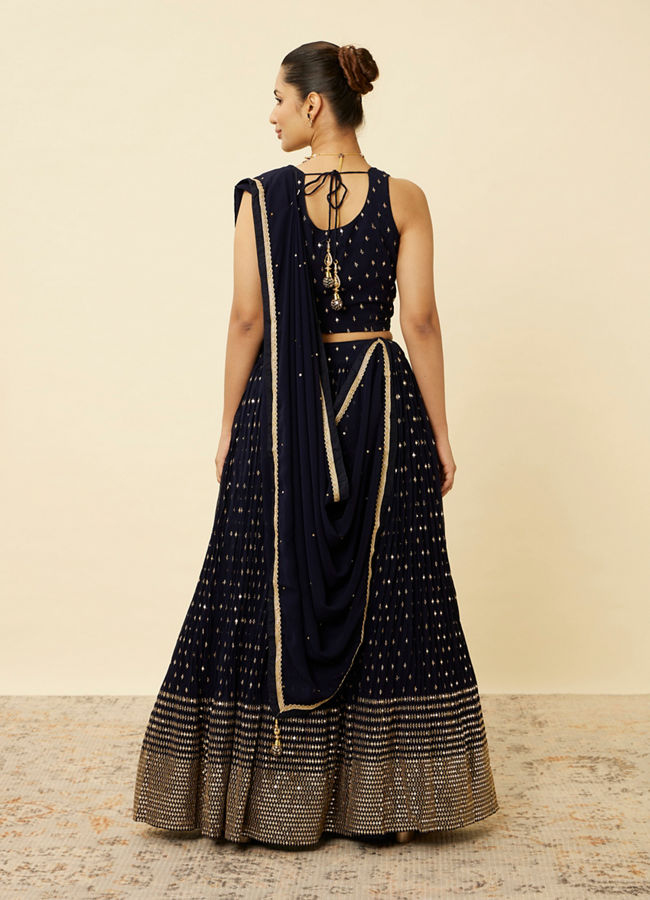 Mohey Women Indigo Blue Sequined Lehenga