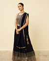 alt message - Mohey Women Indigo Blue Sequined Lehenga image number 3