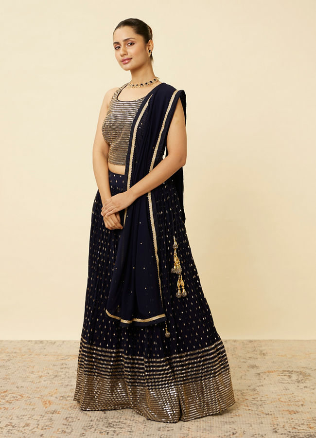 Mohey Women Indigo Blue Sequined Lehenga