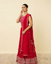 alt message - Mohey Women Coral Red Embroidered Lehenga image number 3