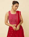 Mohey Women Coral Red Embroidered Lehenga