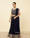 alt message - Mohey Women Indigo Blue Embroidered Lehenga image number 3