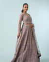 Mohey Women Enthralling Purple Net Lehenga