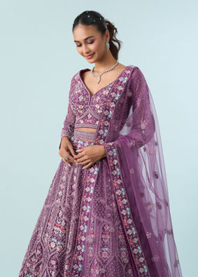 Mohey Women Purple Elegance Royale Lehenga