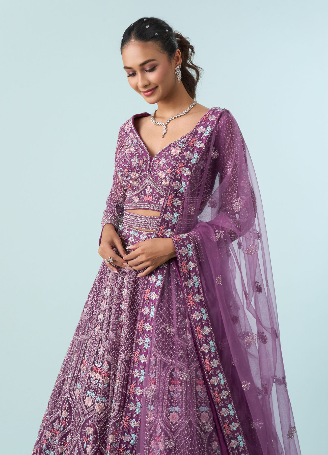 Mohey Women Purple Elegance Royale Lehenga