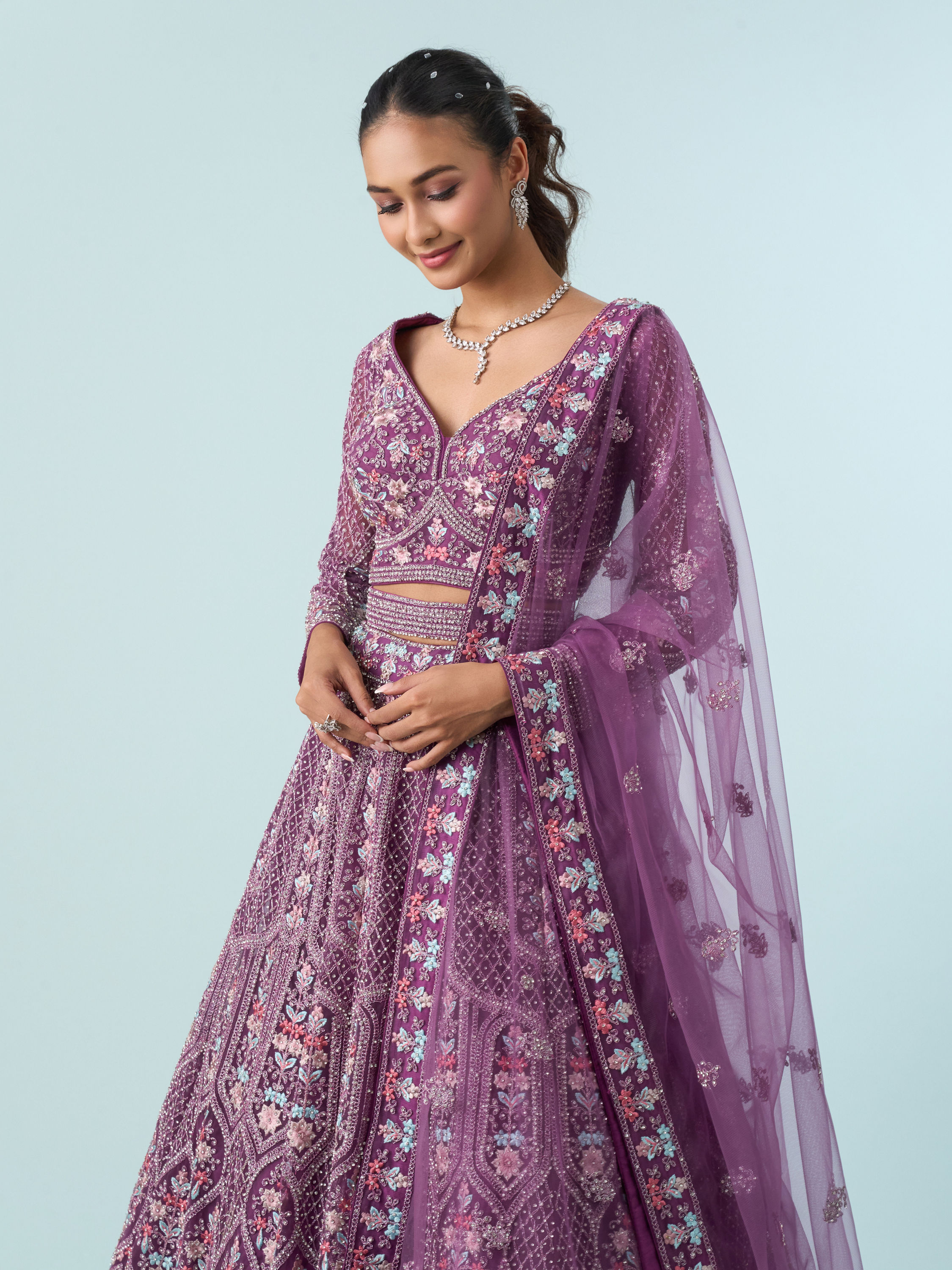 Mohey Women Purple Elegance Royale Lehenga