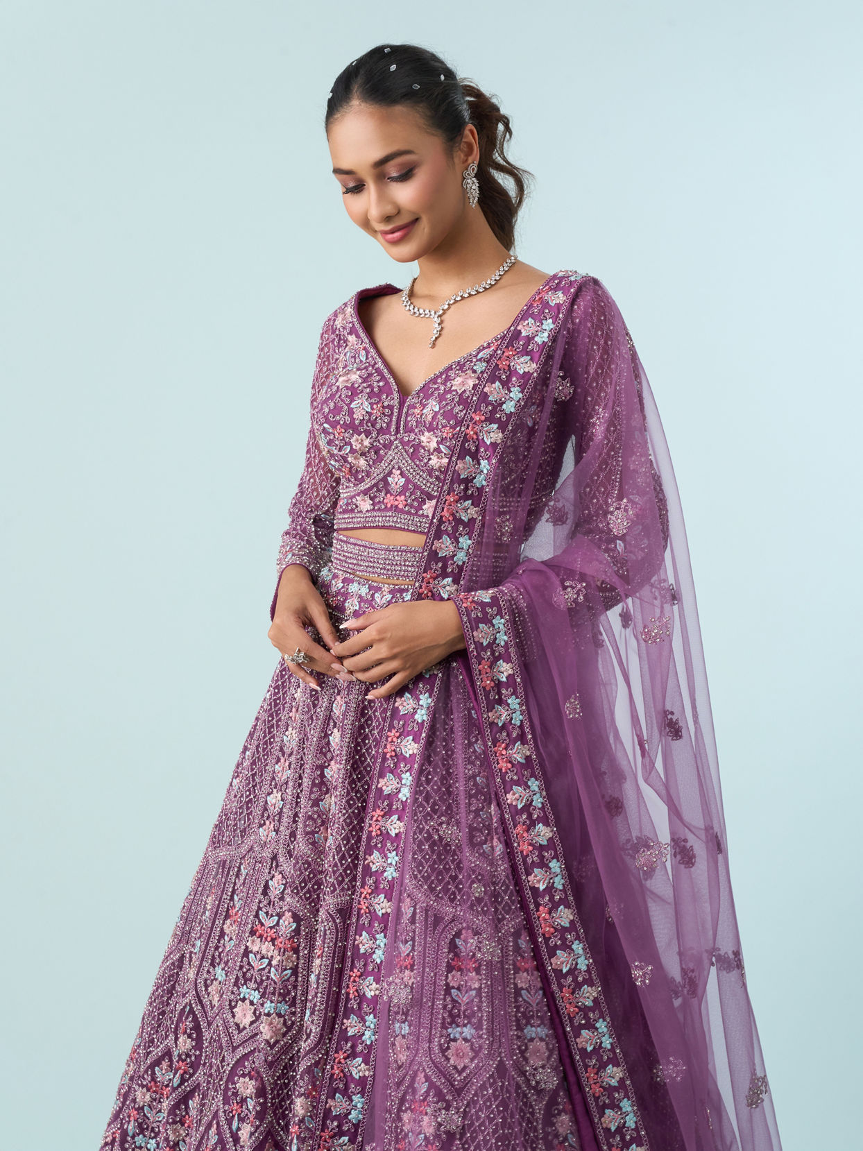 Mohey Women Purple Elegance Royale Lehenga