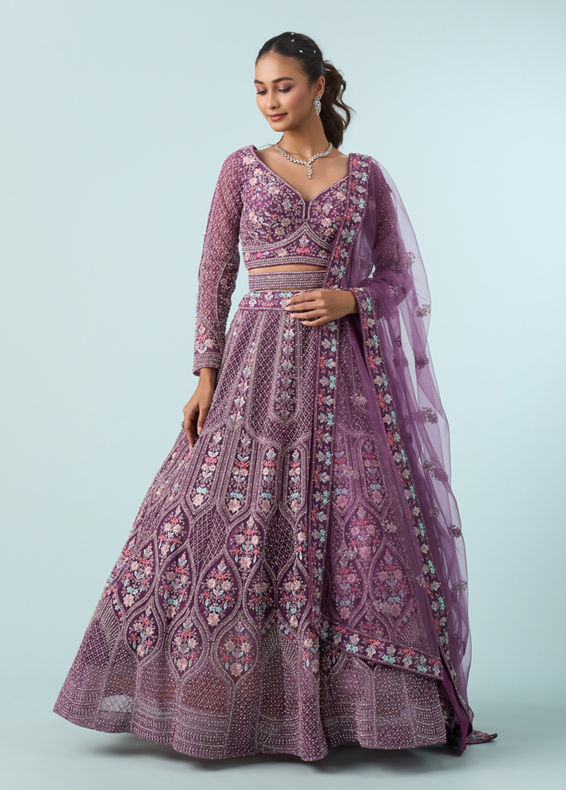 Mohey Women Purple Elegance Royale Lehenga
