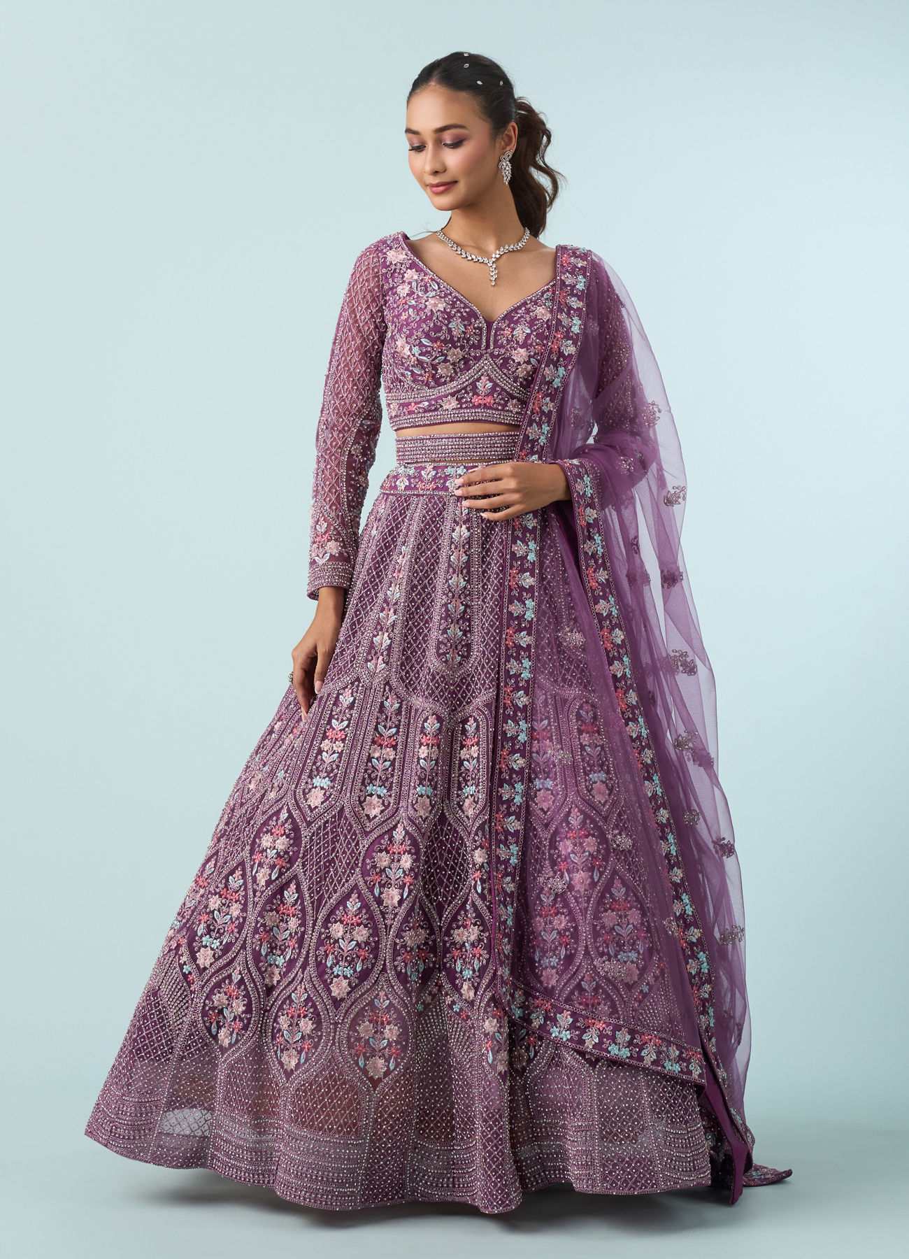 Mohey Women Purple Elegance Royale Lehenga