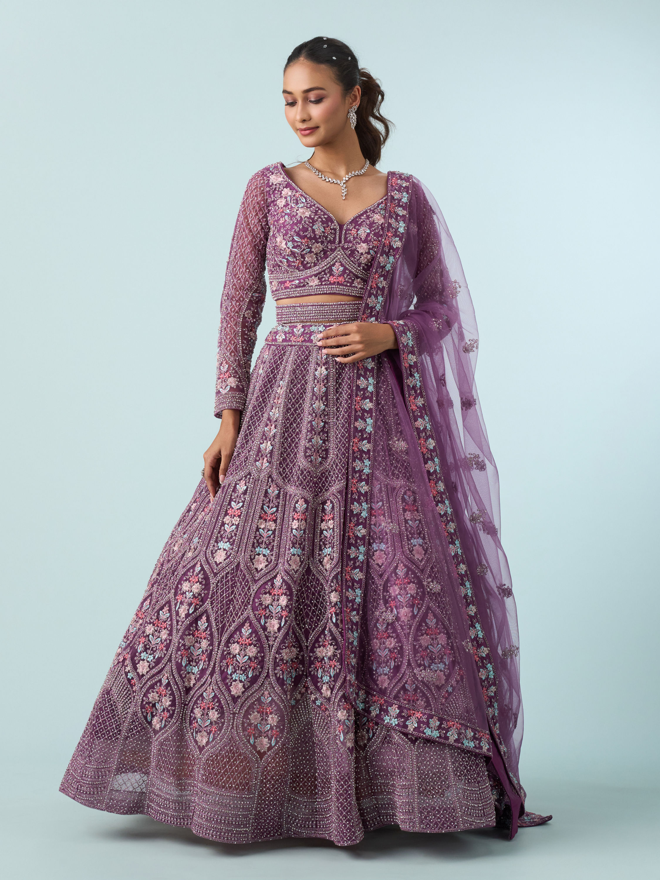 Mohey Women Purple Elegance Royale Lehenga