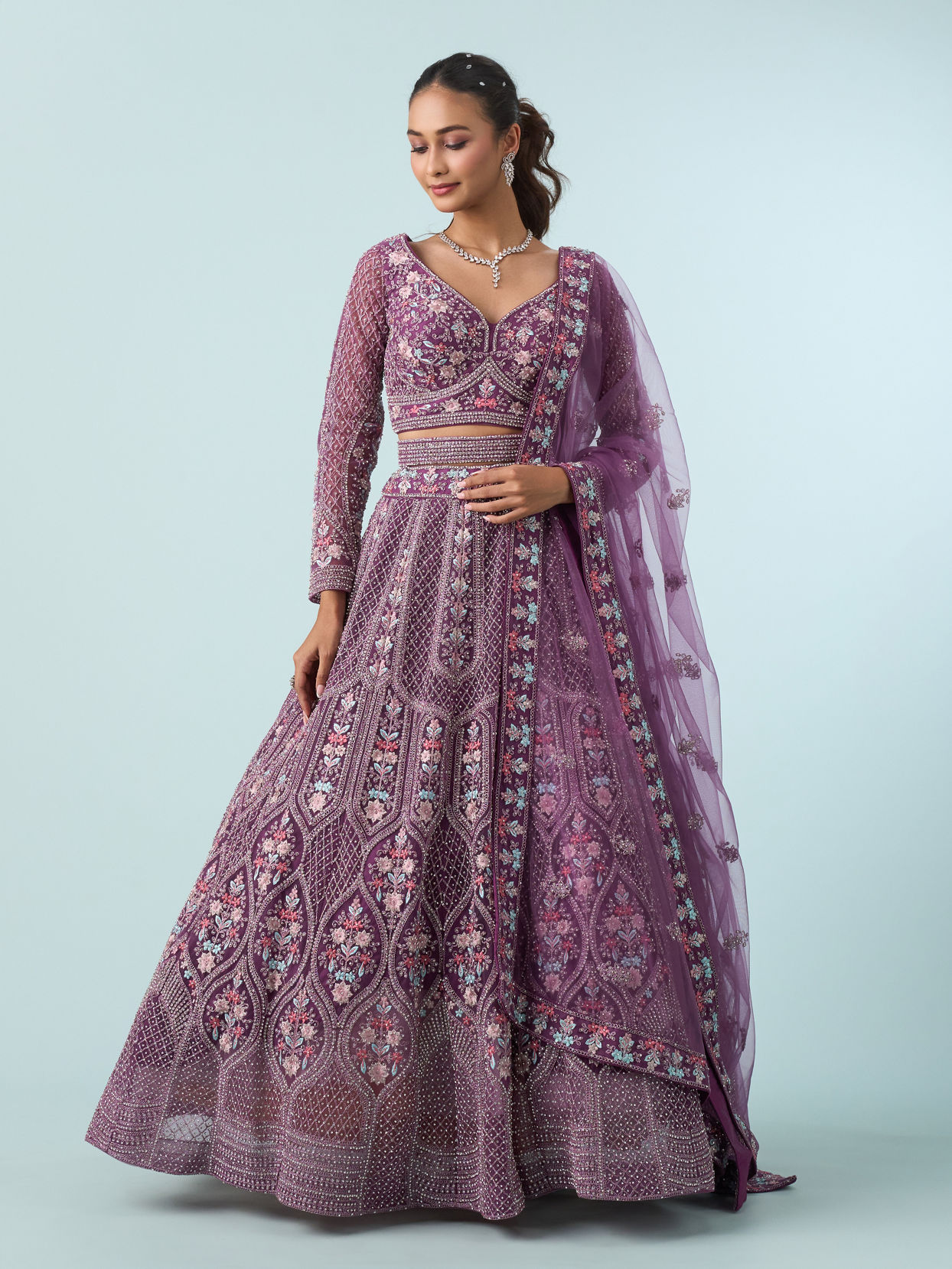 Mohey Women Purple Elegance Royale Lehenga