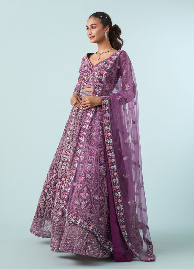 Mohey Women Purple Elegance Royale Lehenga