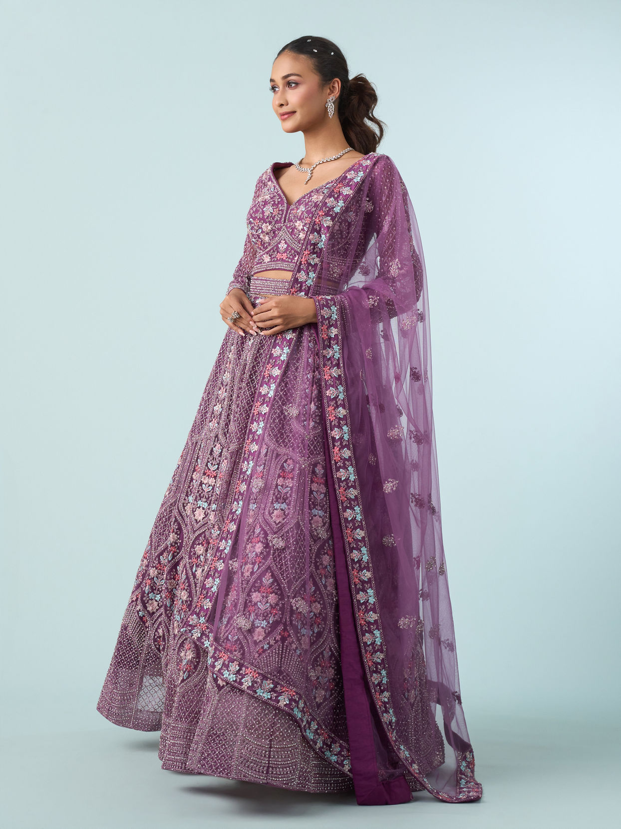 Mohey Women Purple Elegance Royale Lehenga