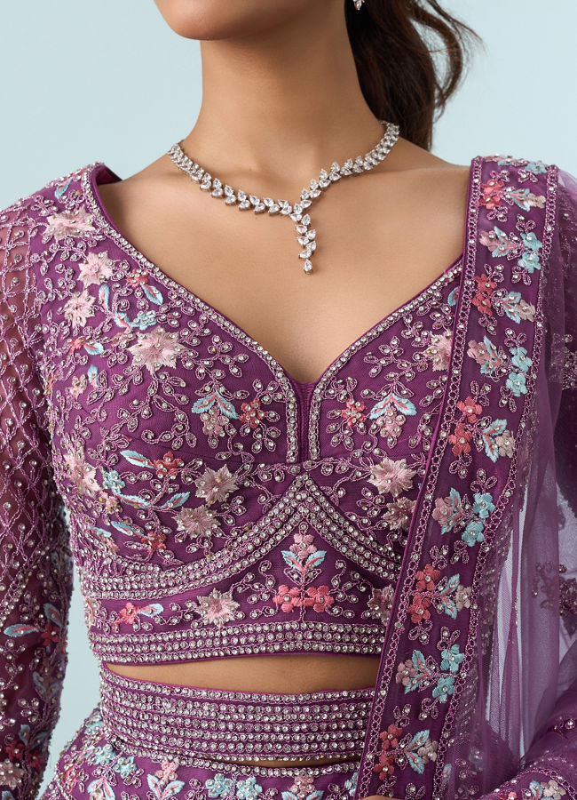 Mohey Women Purple Elegance Royale Lehenga