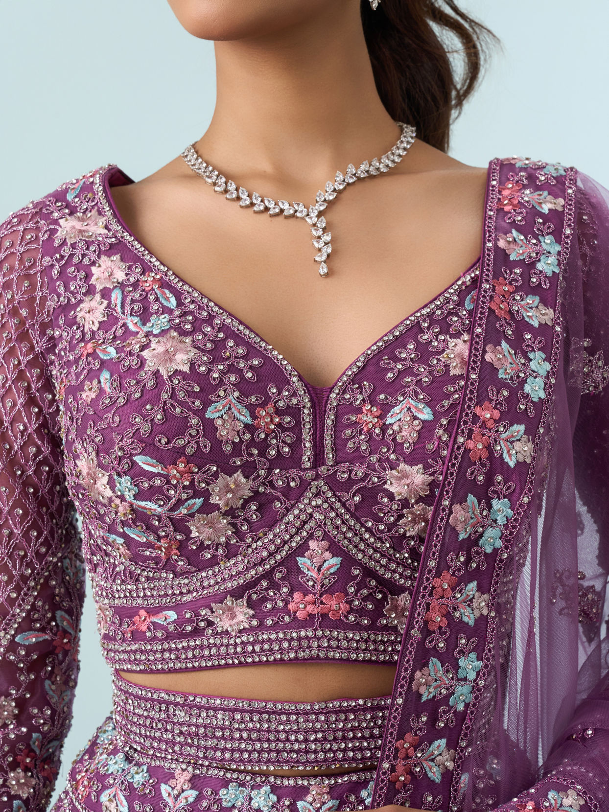 Mohey Women Purple Elegance Royale Lehenga