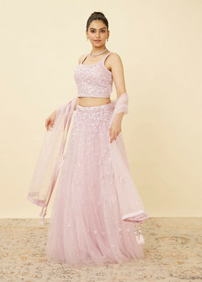 alt message - Mohey Women Rosewater Pink Floral Patterned Lehenga image number 3