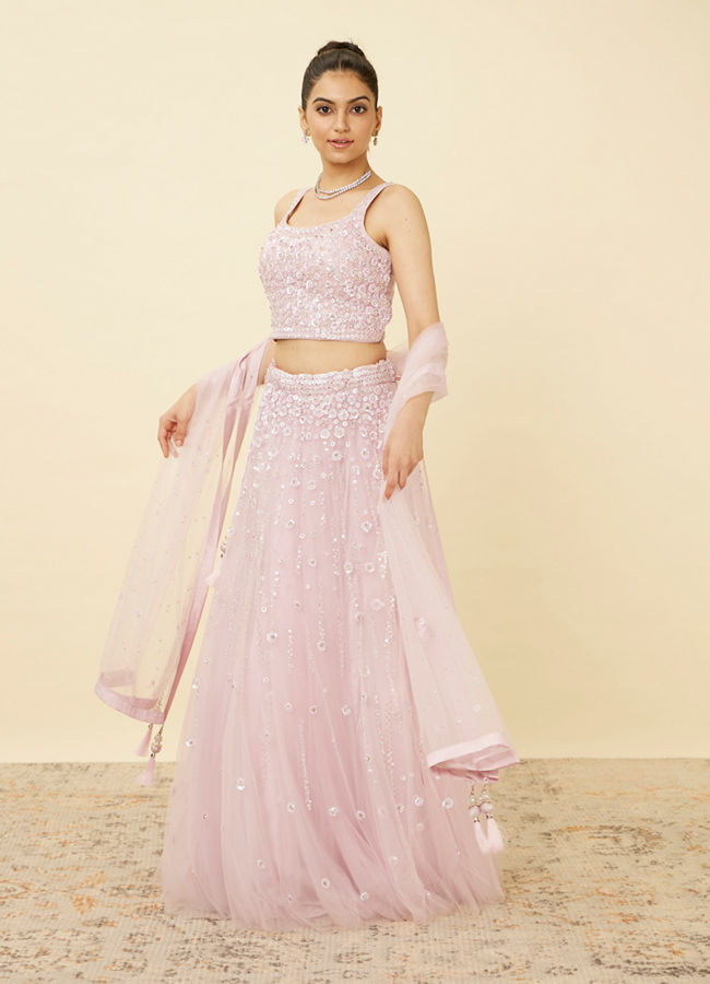 Mohey Women Rosewater Pink Floral Patterned Lehenga