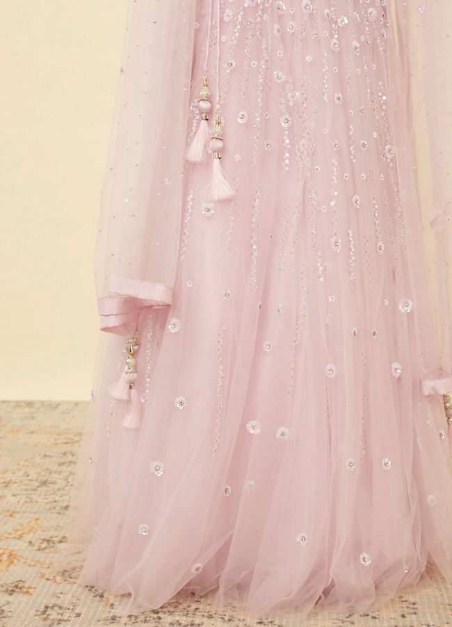Mohey Women Rosewater Pink Floral Patterned Lehenga