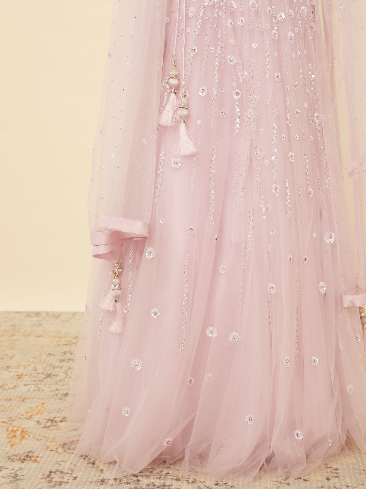 Mohey Women Rosewater Pink Floral Patterned Lehenga