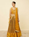 Mohey Women Mustard Yellow and Pista Green Floral Patterned Lehenga