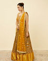 Mohey Women Mustard Yellow and Pista Green Floral Patterned Lehenga
