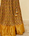 Mohey Women Mustard Yellow and Pista Green Floral Patterned Lehenga