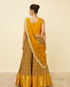 Mohey Women Mustard Yellow and Pista Green Floral Patterned Lehenga