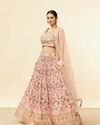 alt message - Mohey Women Peach Fuzz Floral Print Lehenga image number 2