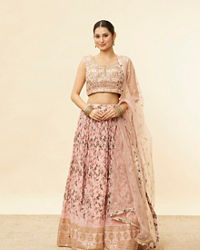 Mohey Women Peach Fuzz Floral Print Lehenga