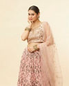 alt message - Mohey Women Peach Fuzz Floral Print Lehenga image number 1