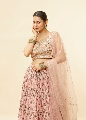 Mohey Women Peach Fuzz Floral Print Lehenga