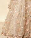 Mohey Women Oyster Grey Floral Embroidered Lehenga