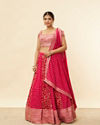 alt message - Mohey Women Berry Pink Sequined Jaal Patterned Lehenga image number 0