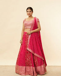 Mohey Women Berry Pink Sequined Jaal Patterned Lehenga