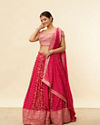 alt message - Mohey Women Berry Pink Sequined Jaal Patterned Lehenga image number 2