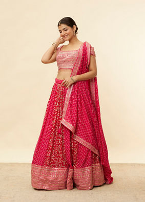 Berry Pink Sequined Jaal Patterned Skirt Top Set image number 2