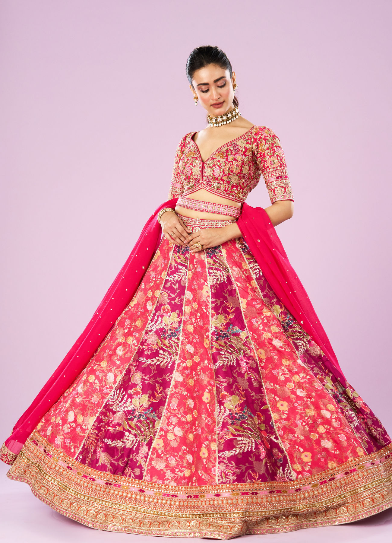 Mohey Women Pink Royal Affair Lehenga