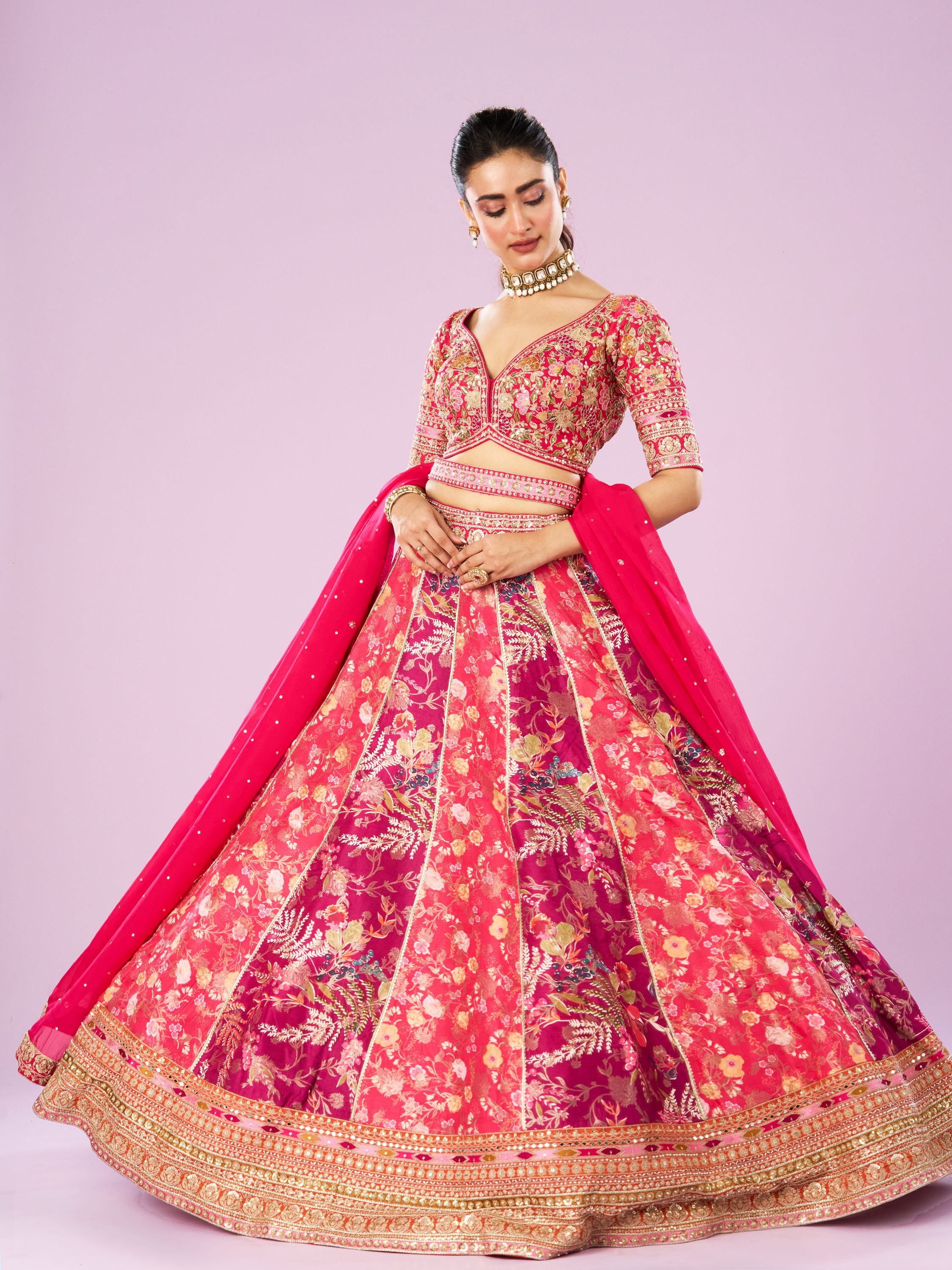 Mohey Women Pink Royal Affair Lehenga