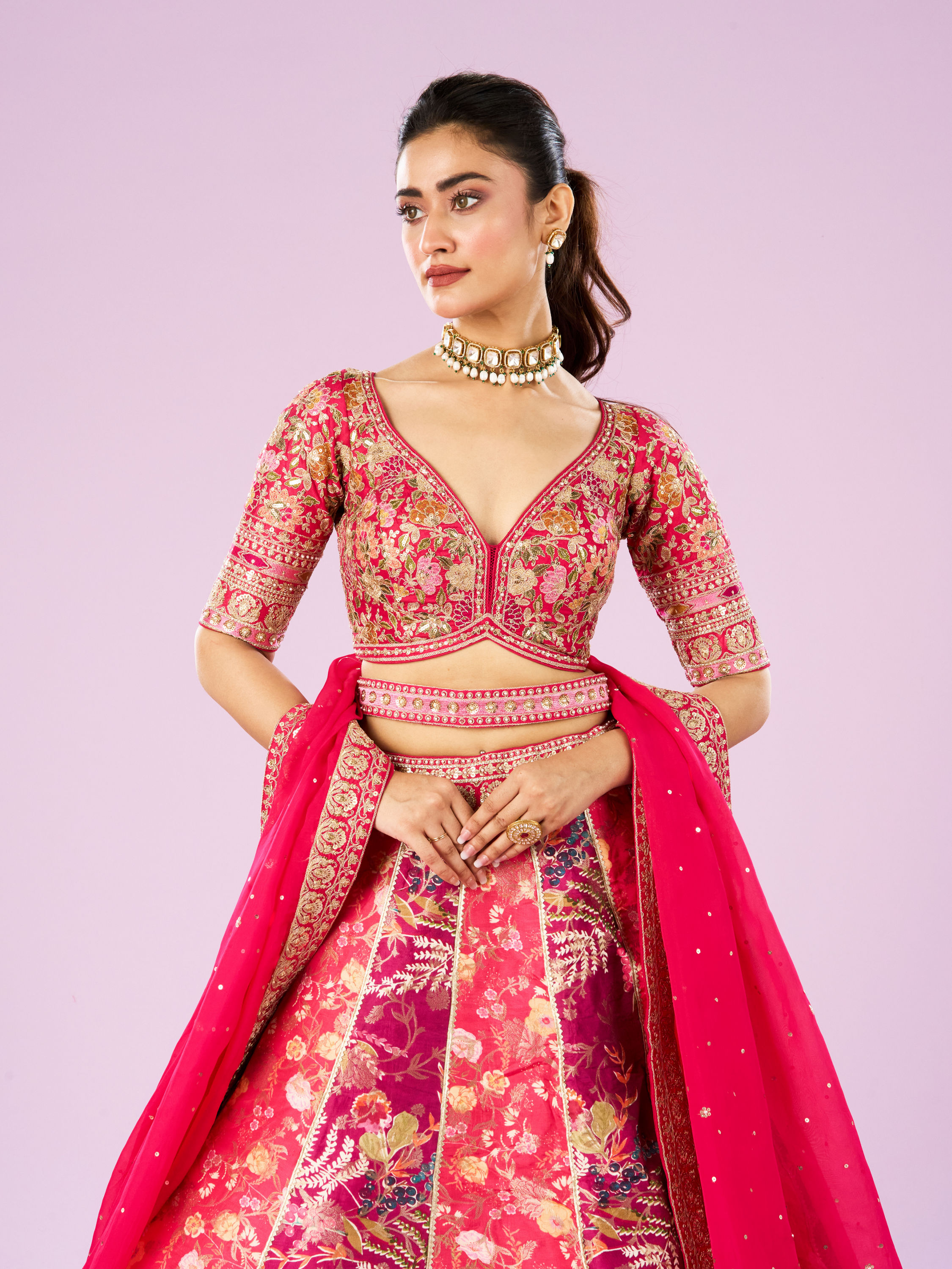 Mohey Women Pink Royal Affair Lehenga