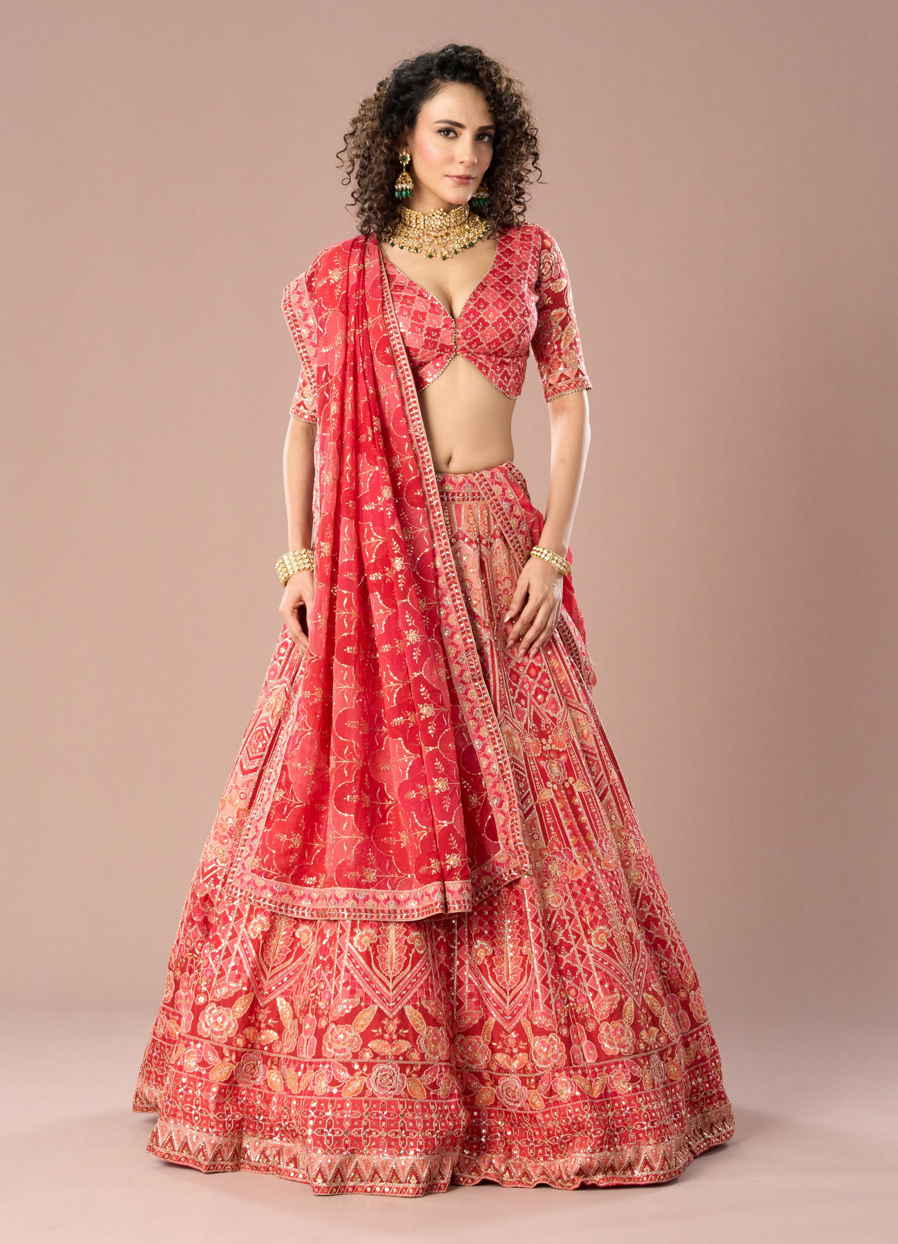 Mohey Women Fetching Dark Red Lehenga
