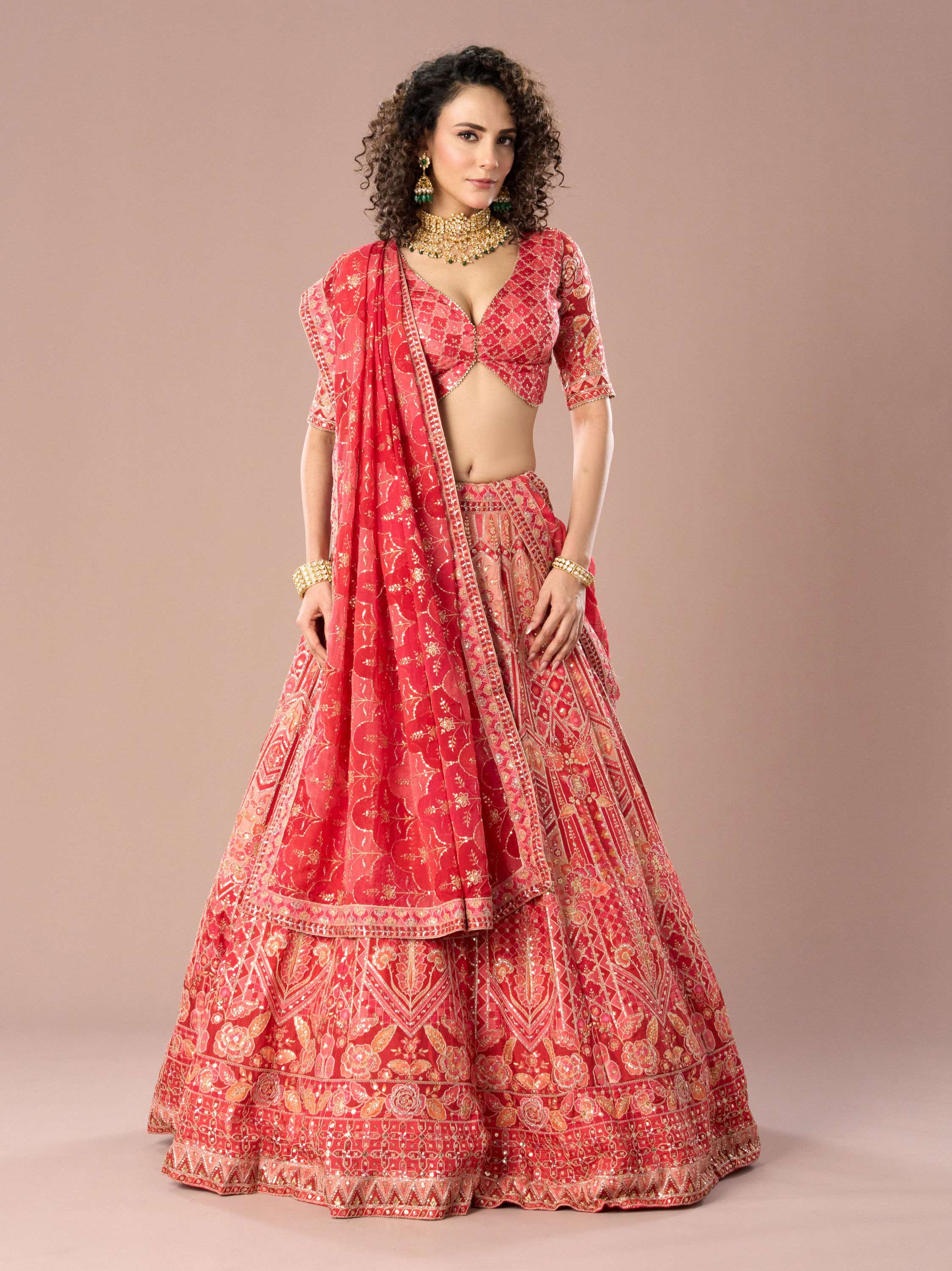 Mohey Women Fetching Dark Red Lehenga