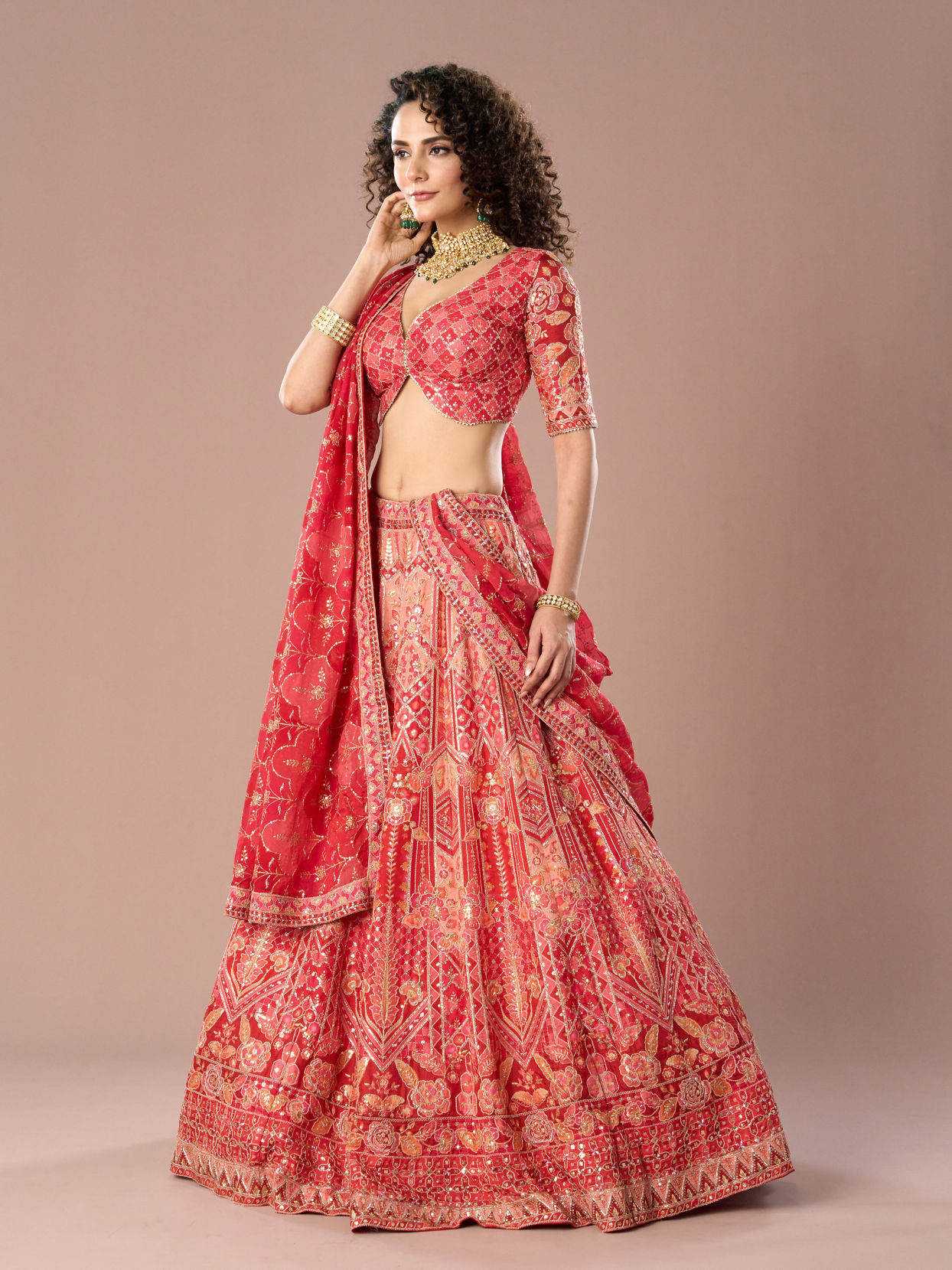 Mohey Women Fetching Dark Red Lehenga