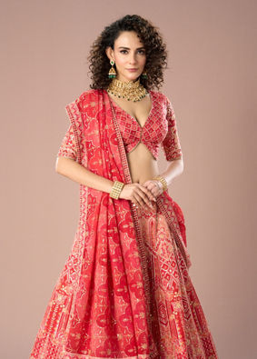 Mohey Women Fetching Dark Red Lehenga