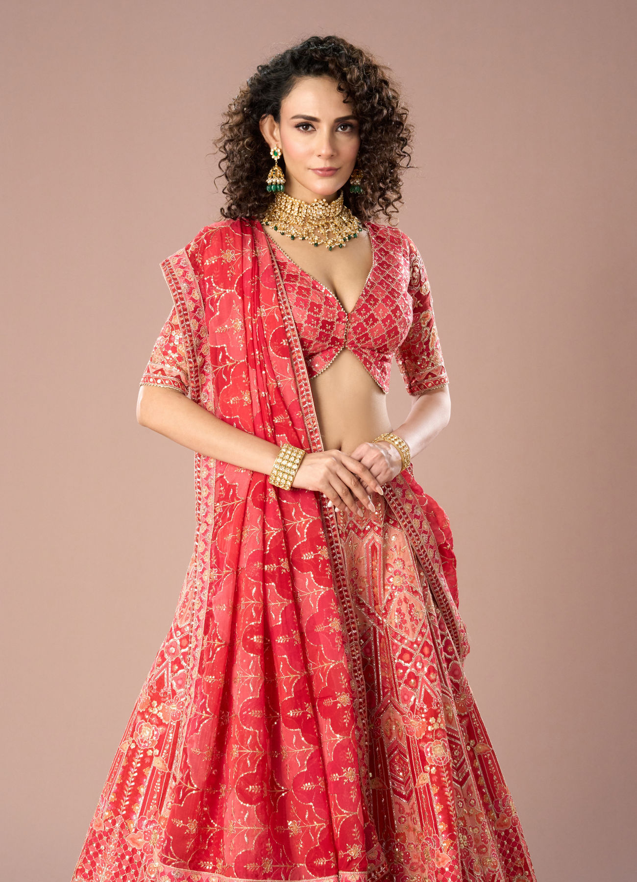 Mohey Women Fetching Dark Red Lehenga