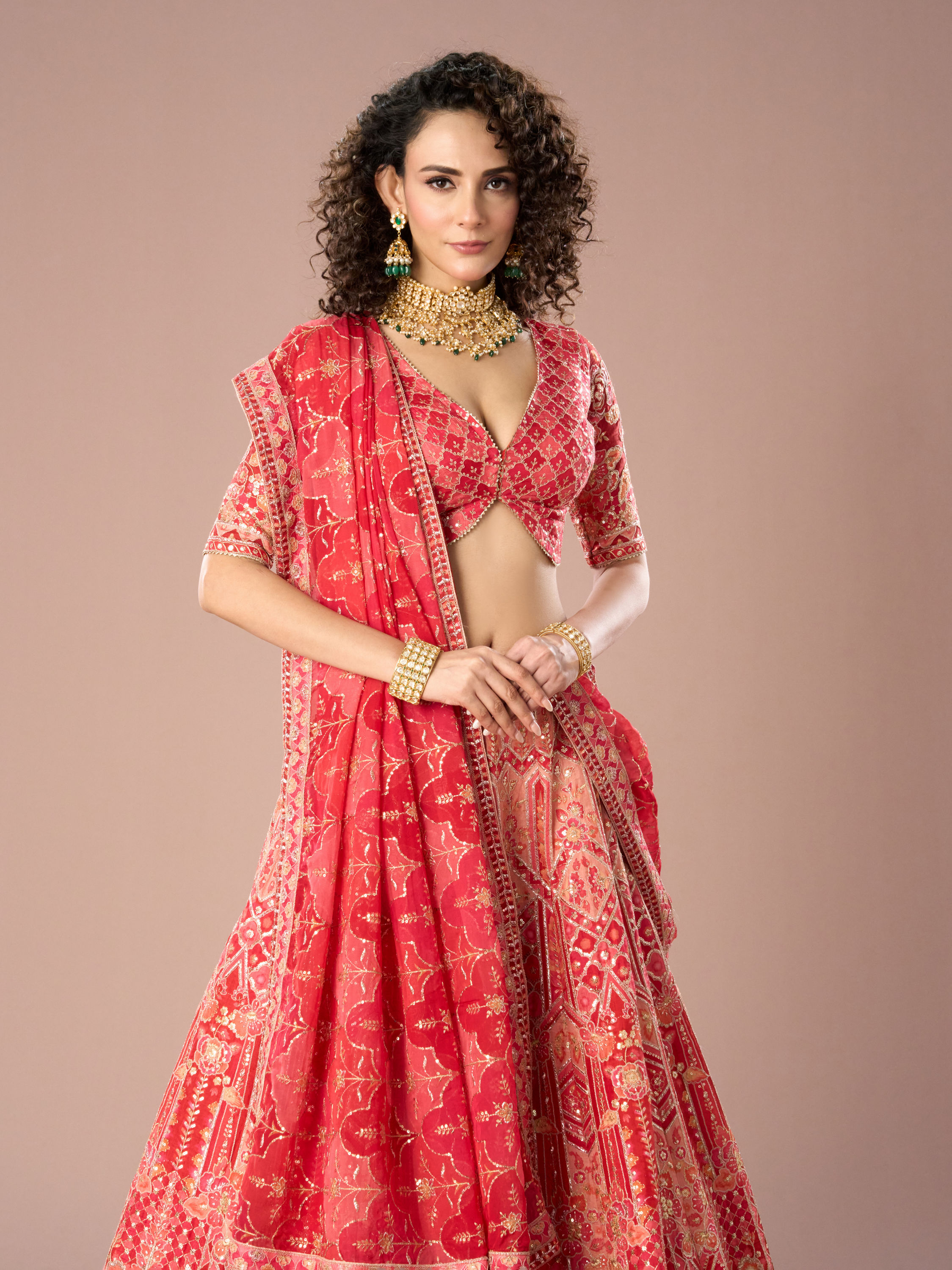 Mohey Women Fetching Dark Red Lehenga